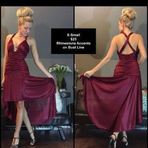 Burgundy high halter  formal dress